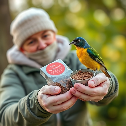 Customer holding budget bird food pack