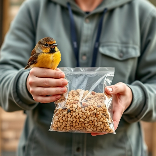 Customer holding budget bird food pack