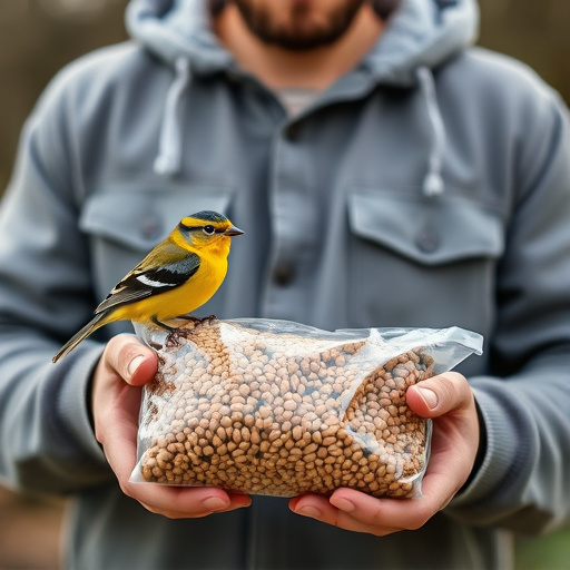 Customer holding budget bird food pack