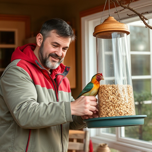Customer receiving bird feed at home