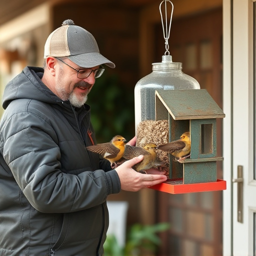 Customer receiving bird feed at home
