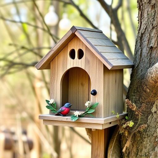 Decorative bird box in natural setting