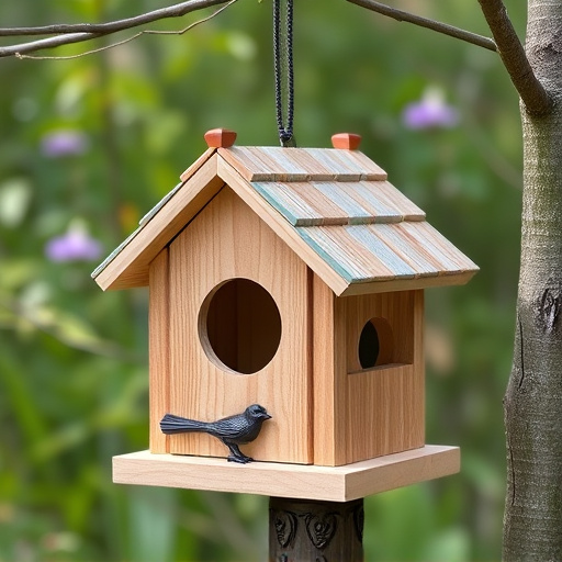 Decorative bird box in natural setting