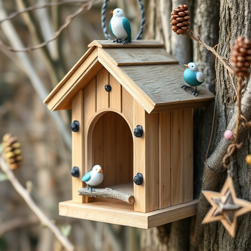 Decorative bird box in natural setting