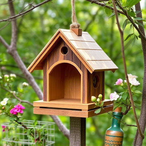 Decorative bird box in natural setting