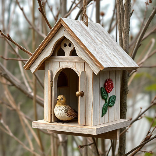 Decorative bird box in natural setting