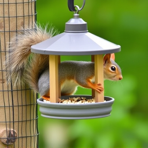 DIY squirrel barrier around bird feeder