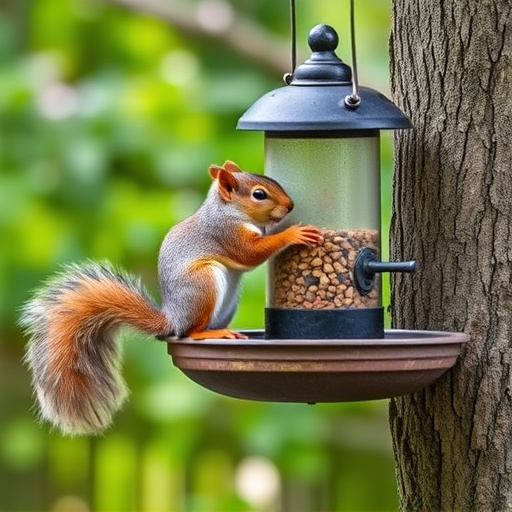 DIY squirrel barrier around bird feeder