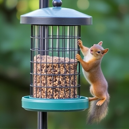 DIY squirrel barrier around bird feeder