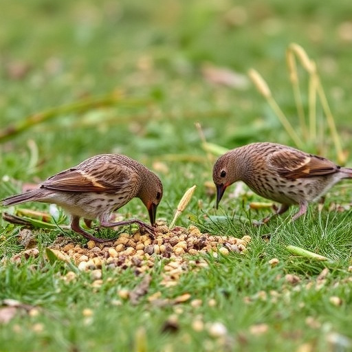 Dunnocks feeding on scattered seed mix