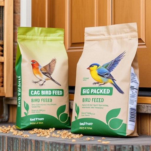 Eco-packaged bird feed on doorstep