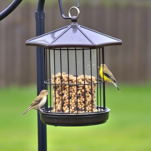 Elevated bird feeder with rat guard