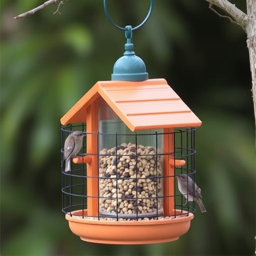 Elevated bird feeder with rat guard