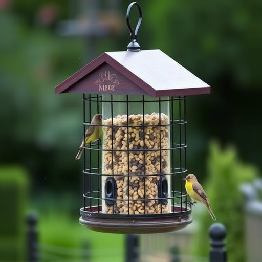 Elevated bird feeder with rat guard
