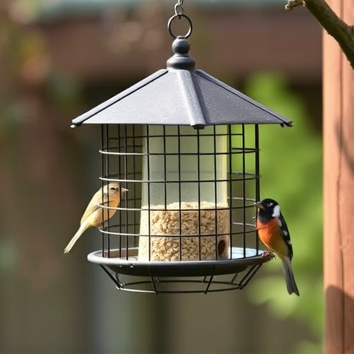 Elevated bird feeder with rat guard
