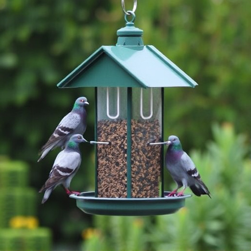 Elevated feeder with pigeon deterrent baffle