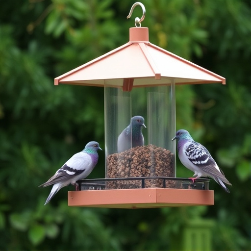 Elevated feeder with pigeon deterrent baffle