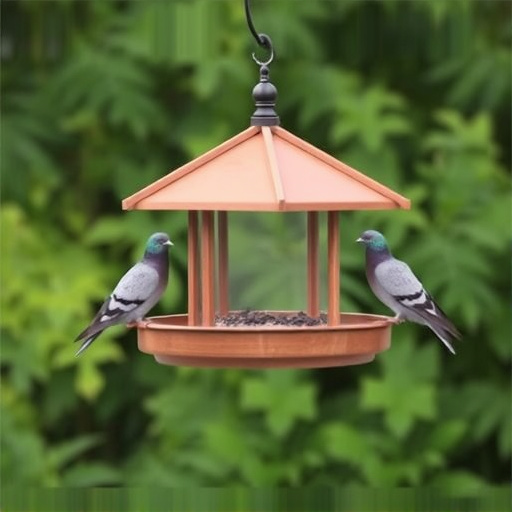 Elevated feeder with pigeon deterrent baffle