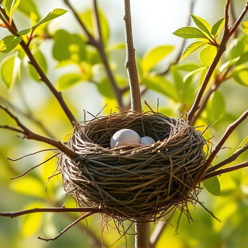 Empty bird nest in late summer