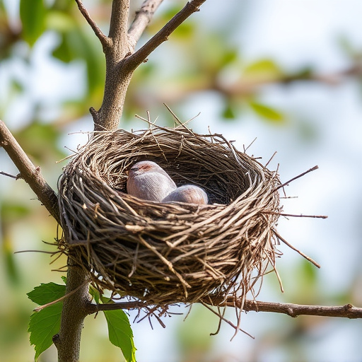 Empty bird nest in late summer