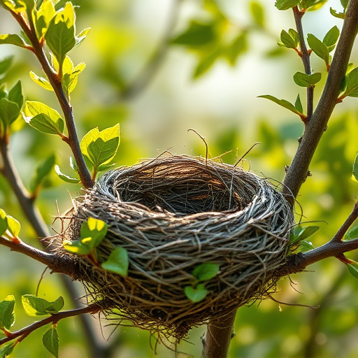 Empty bird nest in late summer