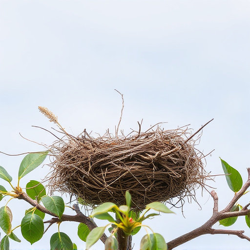 Empty bird nest in late summer