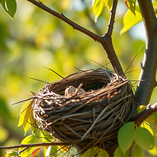 Empty bird nest in late summer