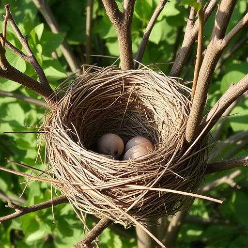 Empty bird nest in late summer