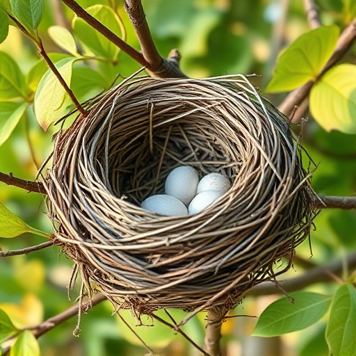 Empty bird nest in late summer