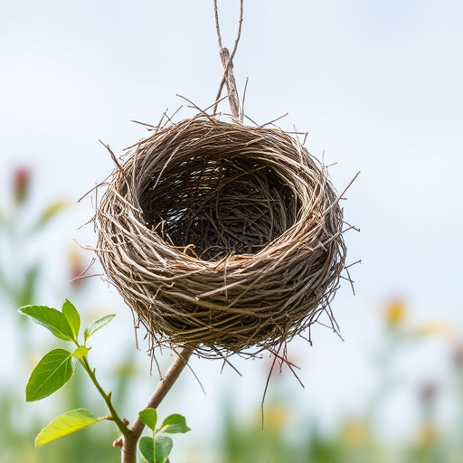 Empty bird nest in late summer