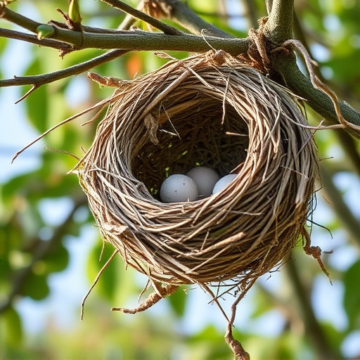 Empty bird nest in late summer
