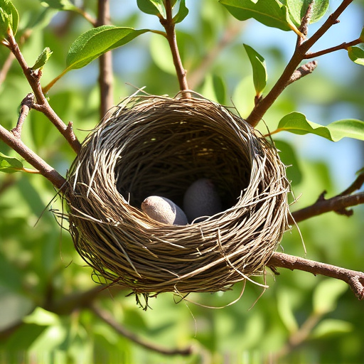 Empty bird nest in late summer