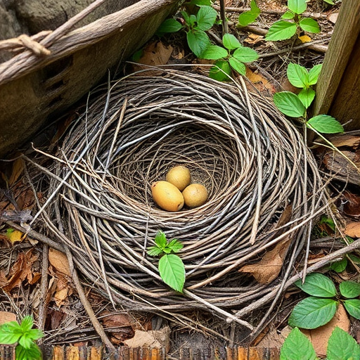 Fallen twigs from disused bird nest