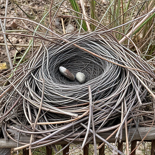 Fallen twigs from disused bird nest