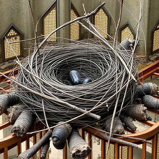 Fallen twigs from disused bird nest