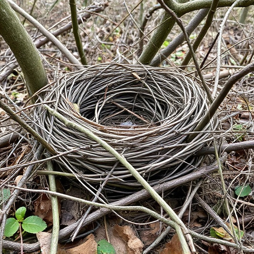 Fallen twigs from disused bird nest