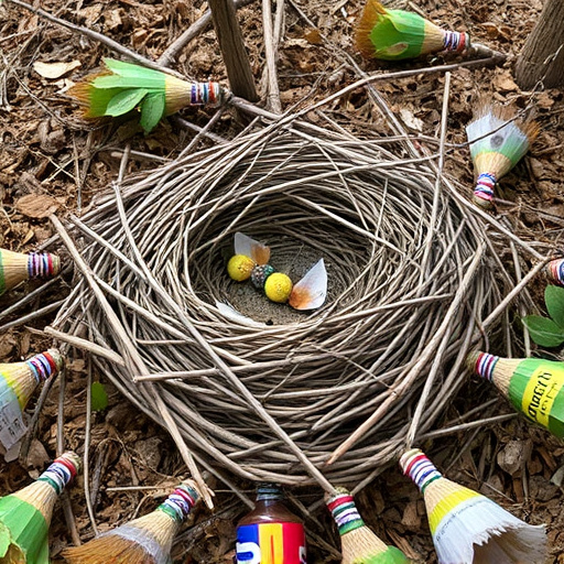 Fallen twigs from disused bird nest