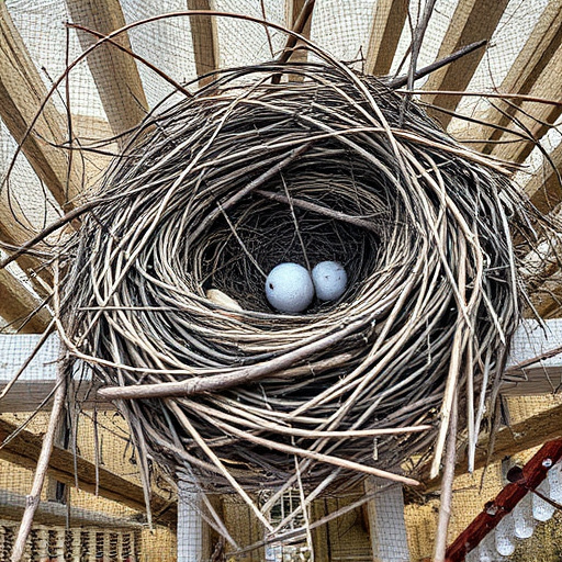Fallen twigs from disused bird nest
