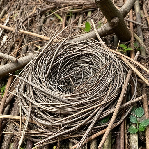 Fallen twigs from disused bird nest