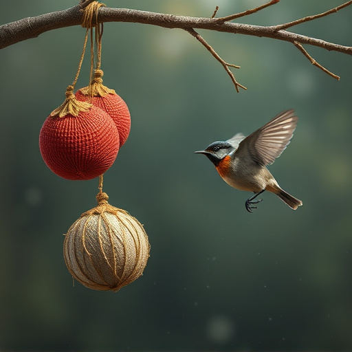Fat balls hanging near robin perch