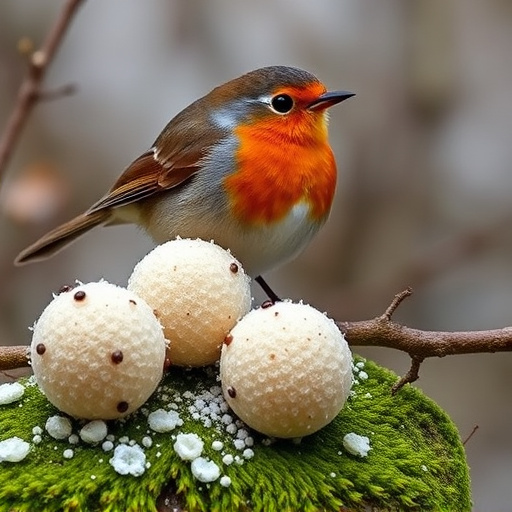 Fat balls placed near robin perch
