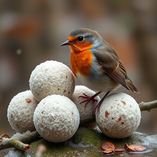 Fat balls placed near robin perch