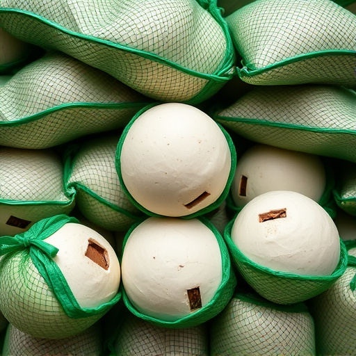 Fat balls stacked in green mesh bags