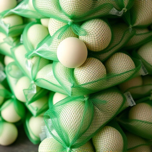 Fat balls stacked in green mesh bags