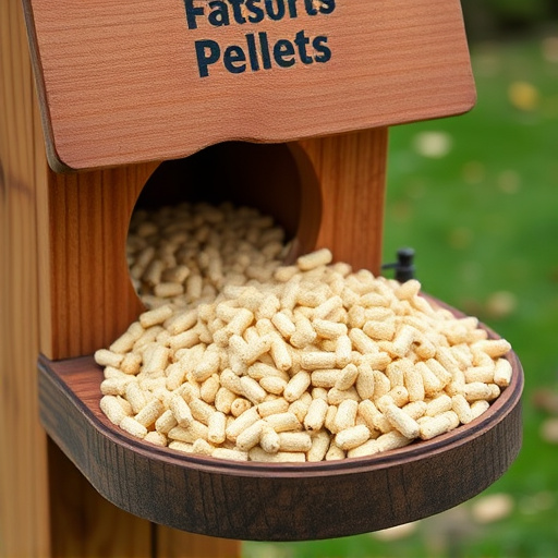 Fat pellets on wooden bird table