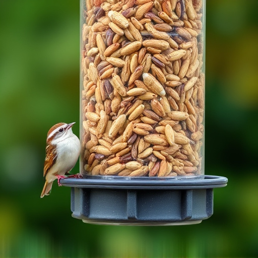 Feeder filled with husk-free bird seeds