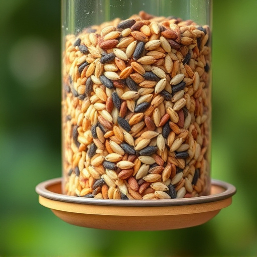 Feeder filled with husk-free bird seeds