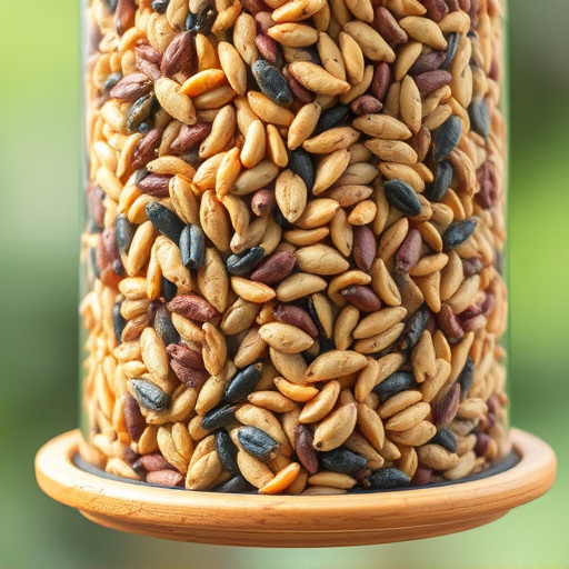 Feeder filled with husk-free bird seeds