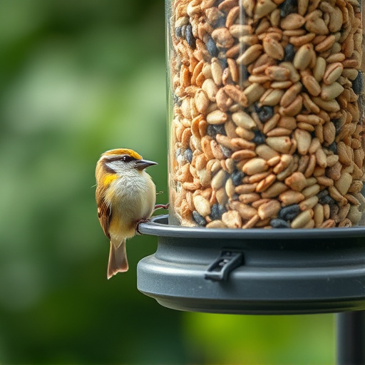 Feeder filled with husk-free bird seeds