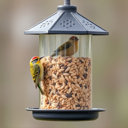 Feeder filled with husk-free bird seeds